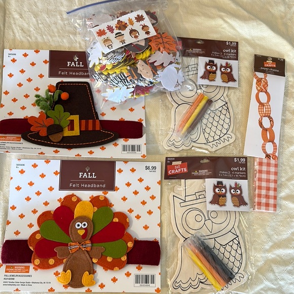 Other - Lot of Thanksgiving harvest fall kids crafts headbands stickers pilgrims turkey